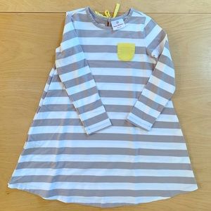 Hanna Andersson grey & white striped cotton dress